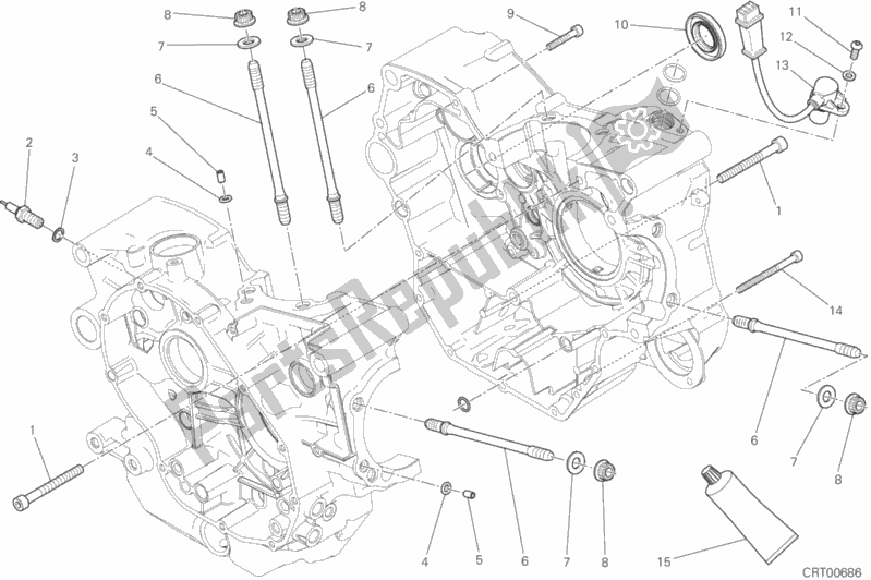 All parts for the Half-crankcases Pair of the Ducati Monster 797 Plus Thailand 2019